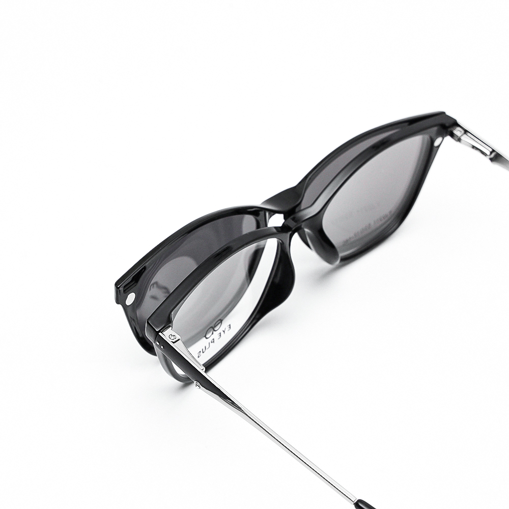 GỌNG KÍNH RÂM CẬN KIM LOẠI 2IN1 2211 C1 ĐEN DÁNG MẮT MÈO CHO NỮ