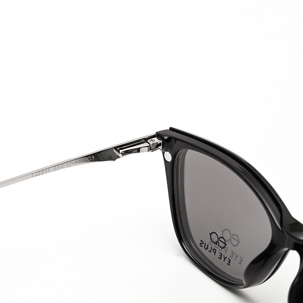 GỌNG KÍNH RÂM CẬN KIM LOẠI 2IN1 2211 C1 ĐEN DÁNG MẮT MÈO CHO NỮ